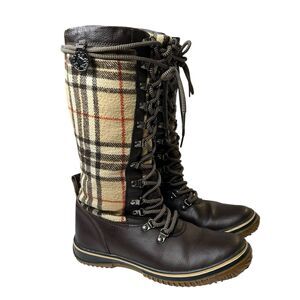 Pajar Canada Women’s Waterproof Tall Winter Sherpa Plaid Boots Size 8 - 8.5